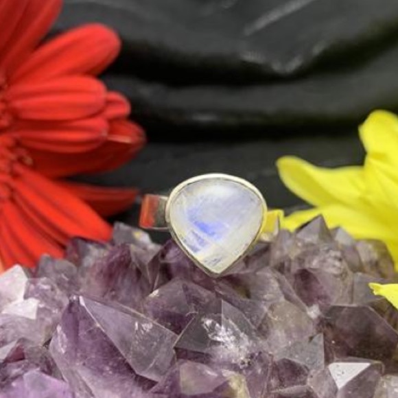 Vivid Blue Moonstone, 925 silver Ring - Picture 8 of 9